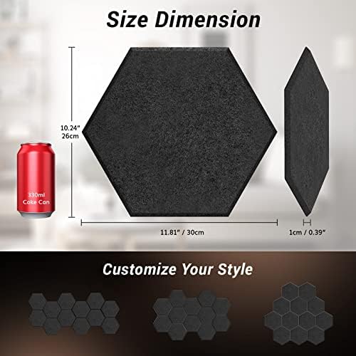 12 Pack Hexagon Acoustic Panels, TONOR 12"x 10"x 0.4" High Density Sound Proof - Image 4