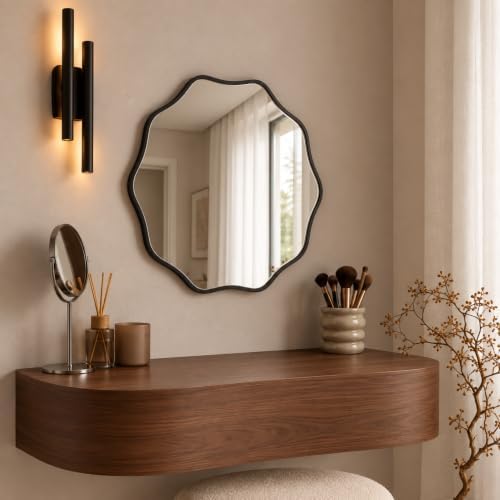 PERFNIQUE Black Scalloped Mirror, Decorative Modern Wall Decor - Image 5