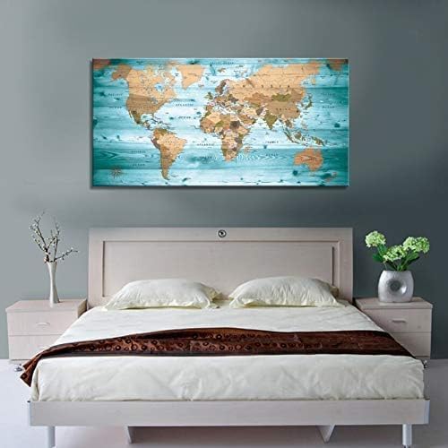 Large Wall Art Blue Painting Ready to Hang 40"x78"Large map of the world Framed - Image 3