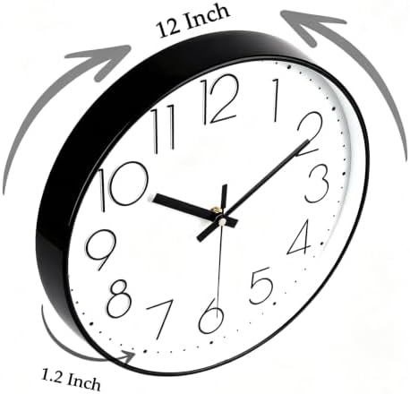 2 Pack Black Wall Clock 12 Inch Modern Silent Battery Operated Wall Clocks - Image 2