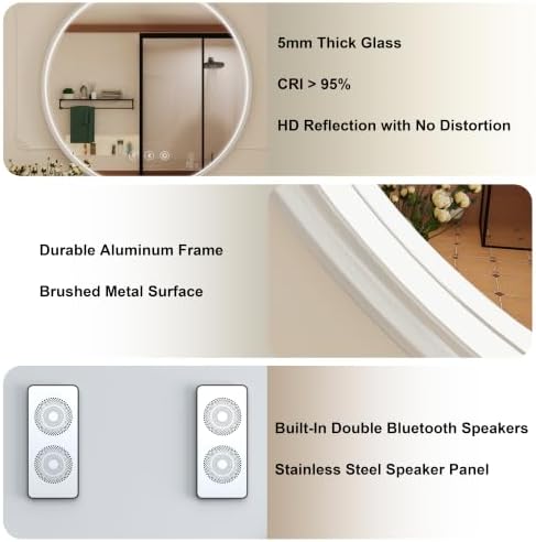 24 Inch Silver Frame Round LED Mirror - Image 2
