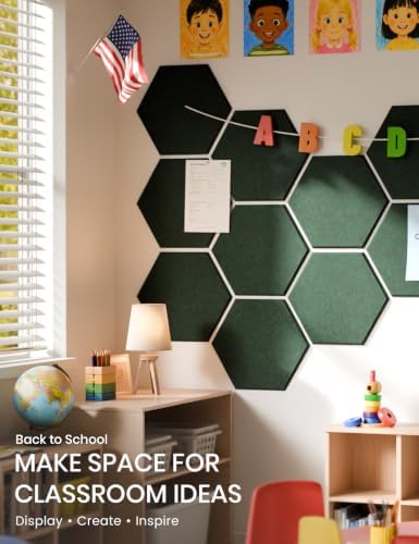Fluxynara 8-Pack Hexagon Felt Bulletin Board Tiles, Pine Green-1 - Image 5