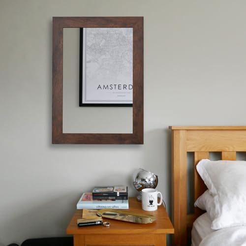 Syndra Rectangular Mirror with Frame Rustic 20''x28'' Wall Mounted Rustic - Image 5