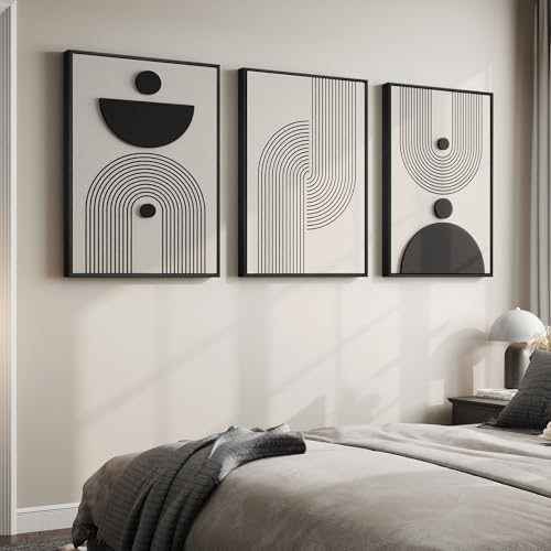 3D Large Framed Black and White Abstract Wall Art - Image 4