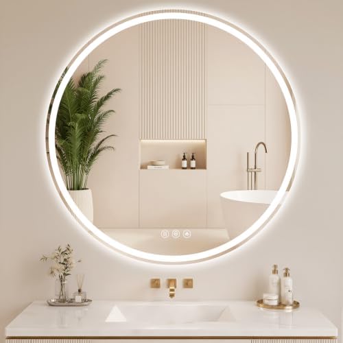 BEAUTYPEAK 40 Inch Round LED Bathroom Mirror by BEAUTYPEAK