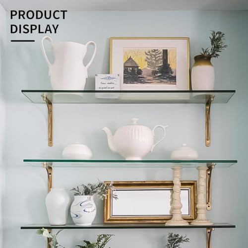 08" W x 48" L - 5 PCS Rectangle Tempered Glass Shelf Set, Glass Shelves of Wall - Image 6