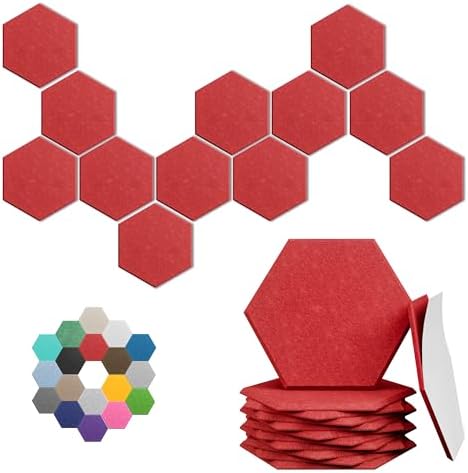 Hexagon Acoustic Panels, 12 Pack Self-Adhesive Sound Panels by UNECHOACOUSTIC