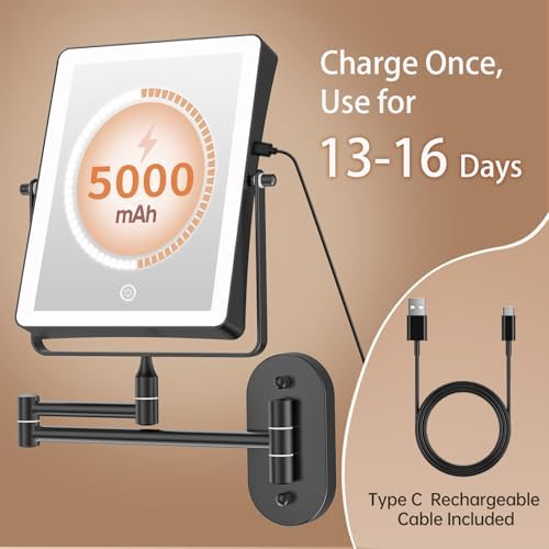 FASCINATE 8.7" 5000mAh Rechargeable Wall Mounted Makeup Mirror - Image 2