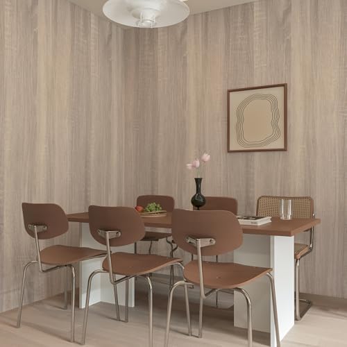 Boobest 15.7"x 354" Gray Wood Wallpaper Textured Peel and Stick Wallpaper - Image 5