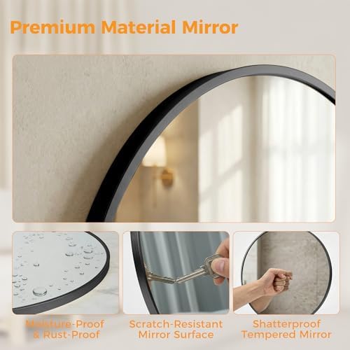 Sweetcrispy Round Bathroom Wall Mirror, Vanity Mirror, 24 Inch - Image 6