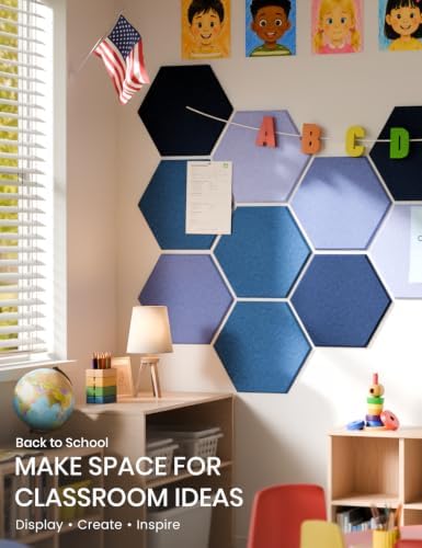 Fluxynara 12-Pack Hexagon Felt Bulletin Board Tiles, Denim Mist-1 - Image 5