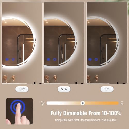 32“ x 32” LED Bathroom Smart Mirror- Anti-Fog, Round Mirror - Image 3