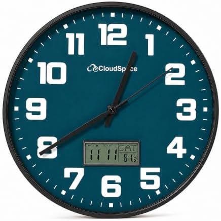 Cloud Space 12” Silent Wall Clock Battery Operated, Non Ticking Modern Wall by Cloud+Space