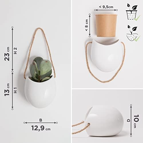 Kazai. Wall Planters -Ellie- | Hanging Ceramic Plant Pots 3 Pieces | Wall - Image 5