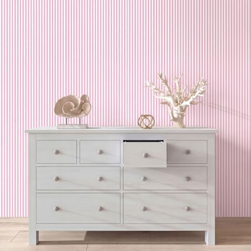 Colarr Pink Striped Peel and Stick Wallpaper 17'' x 118'' Contact Paper - Image 6