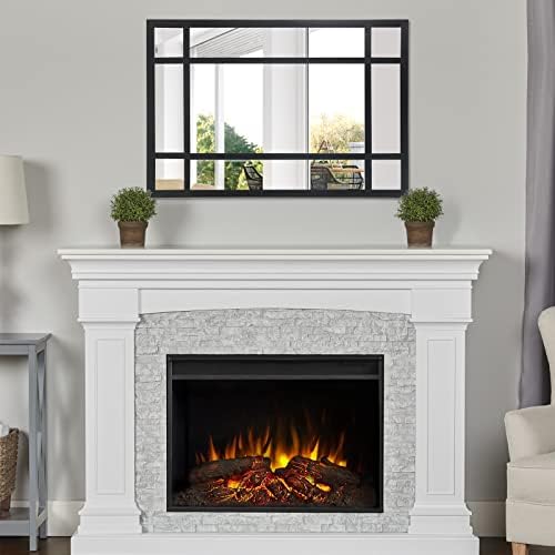 HQiJun 30x20 Inch Black Rectangle Decorative Wall Mirror, Farmhouse Window Pane - Image 5