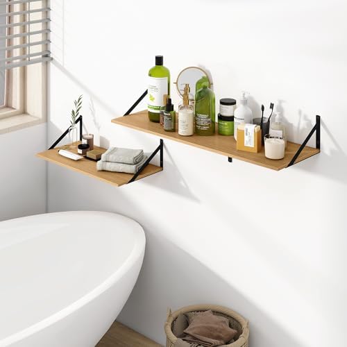 Heimlove 36W x 12D Deep Floating Shelves Set of 2 Oak - Image 7