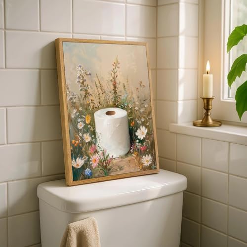 AtterrirArt Framed Bathroom Funny Wall Art, 12 * 16 Inch, Funky Toilet Paper - Image 2