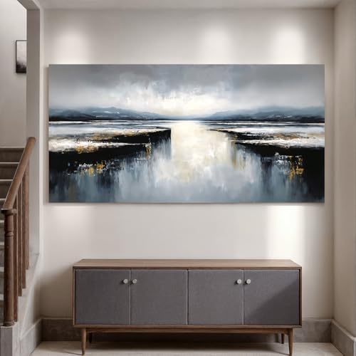I@U Large Wall Art Decor Abstract Black And Gold Wall Art Prints Modern - Image 5