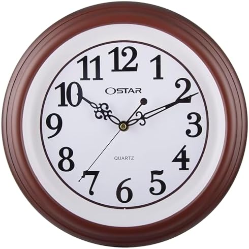 OSTAR 12 Inch Silent Wall Clock Battery Operated by TrulySilentClocks