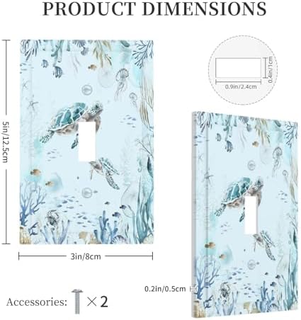 Decorative Light Switch Cover Teal Blue Ocean Sea Turtle Seabed Plants 1 Gang - Image 5