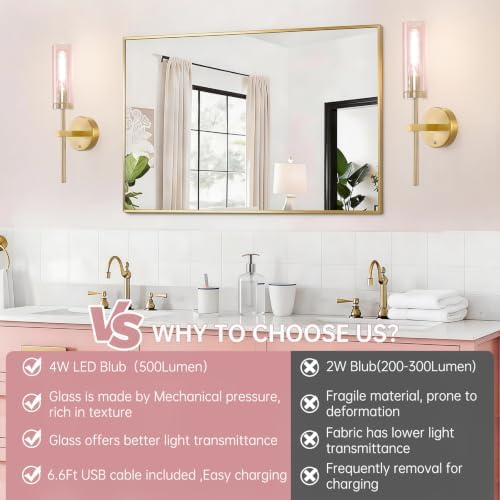 Shenmoyl Battery Operated Wall Sconces Set of 2, Dimmable Wall Lights - Image 4