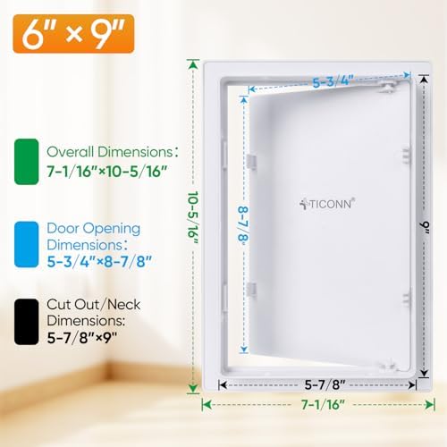 TICONN 6" x 9" Access Panel for Drywall, ABS Wall Hole Cover, Access Door - Image 2