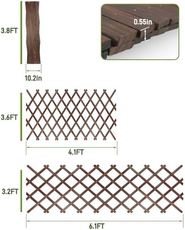 2 Pack Expandable Wooden Lattice Fence Panel, 3.2 x 6.1 Ft - Image 3