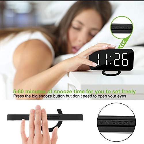 SZELAM Digital Clock Large Display, LED Alarm Electric Clocks Mirror Surface - Image 6