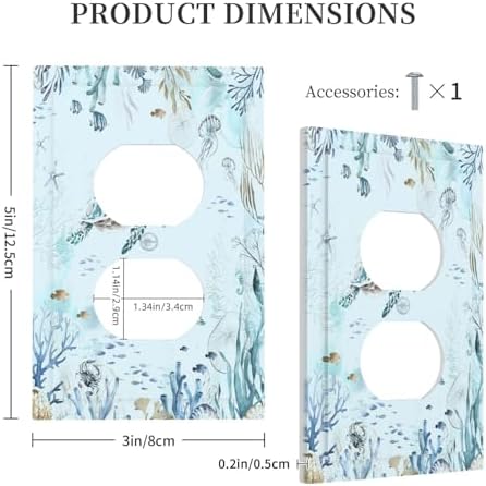Outlet Covers Teal Blue Ocean Sea Turtle Seabed Plants 1 Gang Duplex Light - Image 5