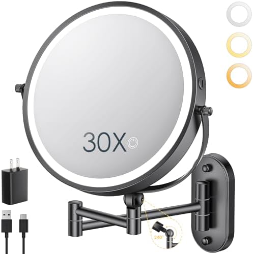 ZLOKLA 9" Wall Mounted Lighted Makeup Mirror, 4000mAh Rechargeable Double Sided by ZLOKLA