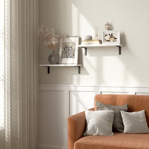 RICHER HOUSE Rustic Wood Floating Shelves, 2-Set Wall Mounted Shelves - Image 2