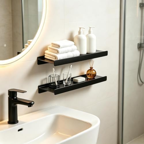 12 inch Metal Floating Shelves for Wall, Bathroom Small Shelves - Image 5