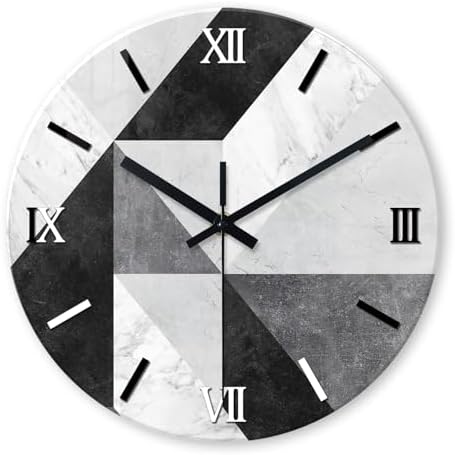 Industrial Geometric Glass Wall Clock 16 Inch Silent Non-Ticking by RONGKEJIAJU