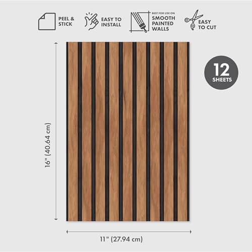 Main Street Peel and Stick Wallpaper Sheets, Wood Slat Design 12-Pack - Image 2