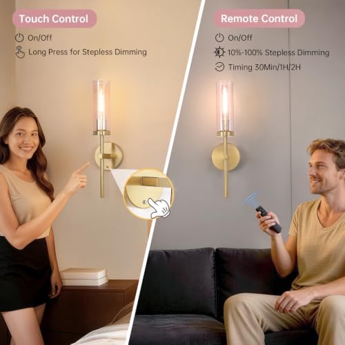 Shenmoyl Battery Operated Wall Sconces Set of 2, Dimmable Wall Lights - Image 5