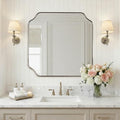 ANDY STAR 24"x24" Brushed Nickel Square Mirror, Modern Scalloped Mirror in by ANDYSTAR
