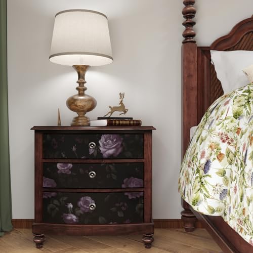 Dark Purple Vintage Floral Peel and Stick Wallpaper 17.5" x 118" - Image 4