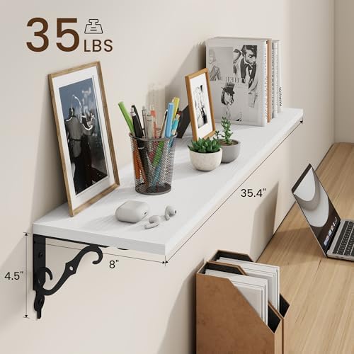 RICHFOCUS Floating Shelves for Wall Decor, 35.4W x 8D Shelves Set of 2 - Image 3