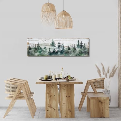 Farmhouse Pine Tree Wall Art Forest Wall Decor Rustic Wood Mountain Picture - Image 4