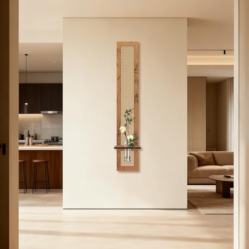 1PC Vertical Bamboo Weaving Wall Art, 47In x 8In - Image 2