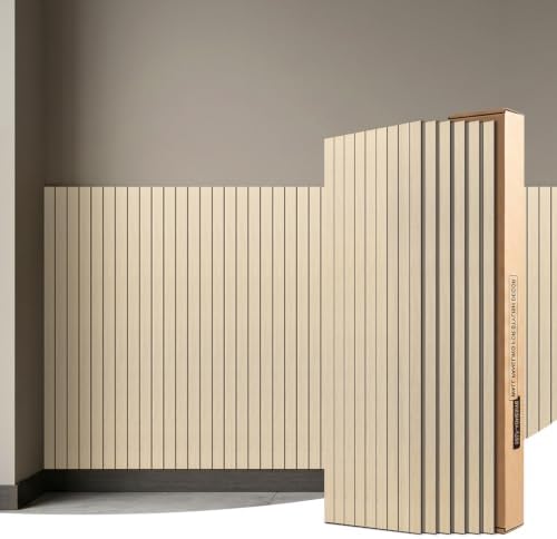 WOWSTAR 6-Pack Peel and Stick PVC Wood Slat Wall Panel，Thickened Wood Grain by WOWSTAR