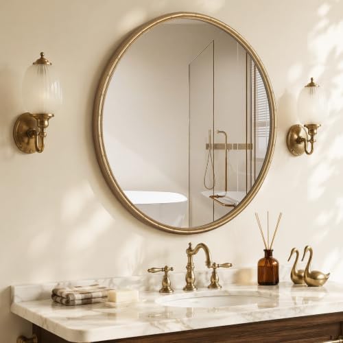 WallBeyond 36 Inch Gold Round Wall Mirror, Circle Mirror - Image 2