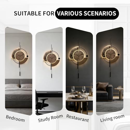 SIN&MI Wall Clock with Light, Decorative Wall Clocks with Pendulum, Silent - Image 5