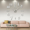 Large DIY 3D Frameless Silver Wall Clock – Oversized Modern Decor by CoZroom