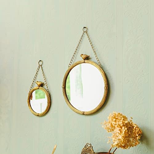 NIKKY HOME 11 Inch Decorative Small Hanging Mirrors Vintage Round Metal Framed - Image 3
