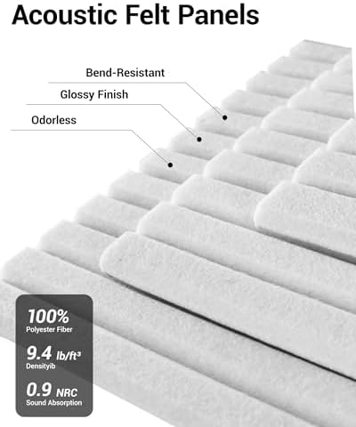 12 Pack Self-Adhesive Acoustic Wall Panels, 12x12 Inch-White - Image 3