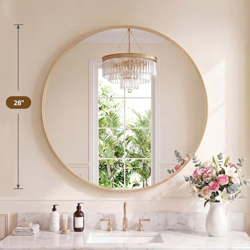 Bathroom Round Mirror for Over Sink, 28 Inch Wall Circle Mirrors - Image 2