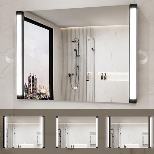 32" Wx24 H LED Mirror for Bathroom Vanity Mirror, 270° Rotatable LED Arms for by YUGAHompack