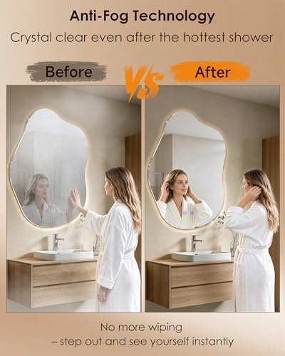 LED Bathroom Mirror 35"x25" Irregular Backlit Mirror - Image 5